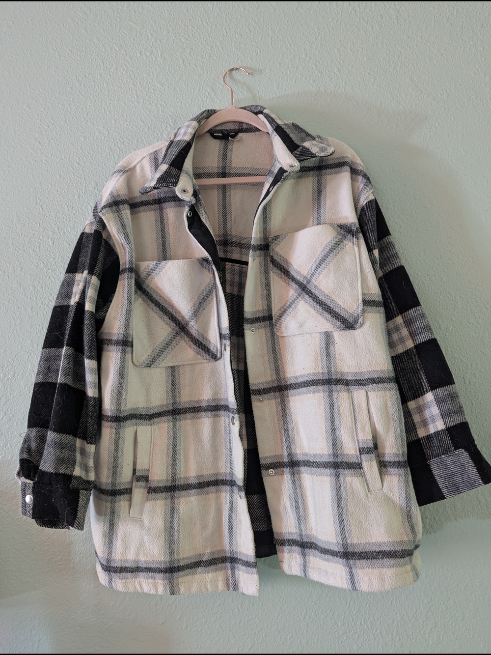 H&M Black & White Plaid Shacket